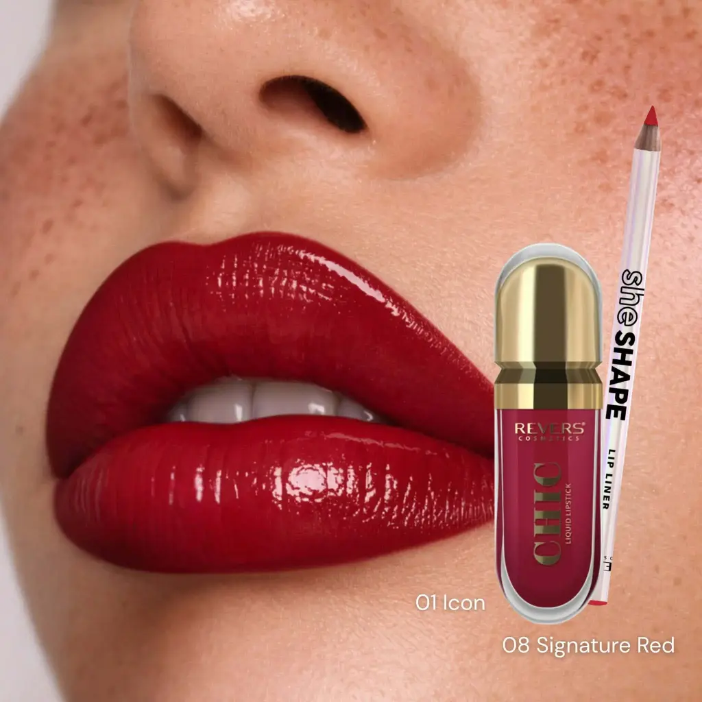 Σετ κραγιόν Chic 01 Icon και lip liner 08 Signature Red